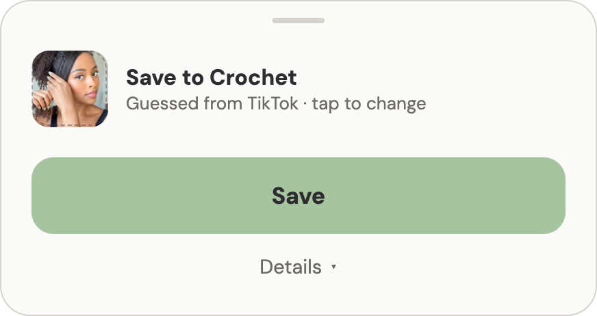 Save sheet: auto-guess & one-tap