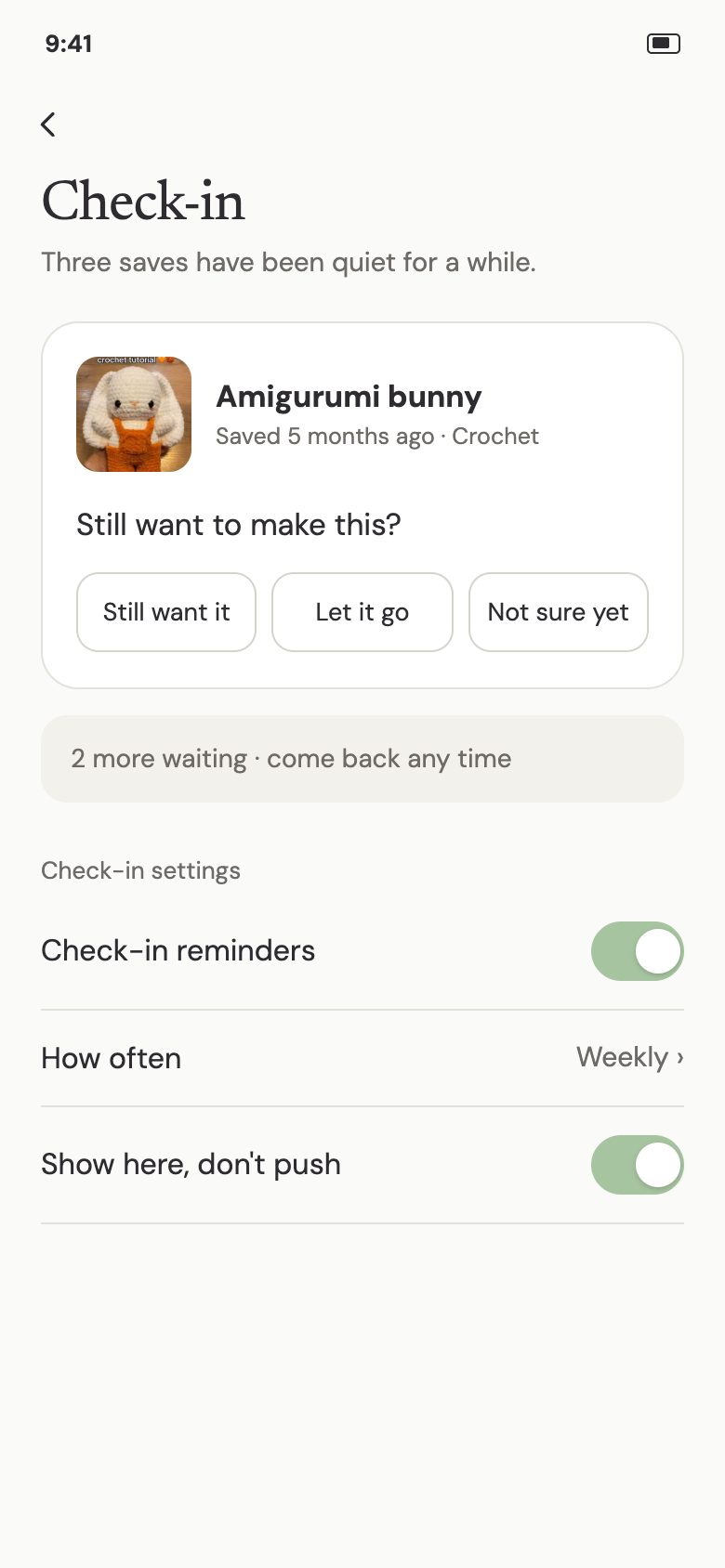 Check-in & settings